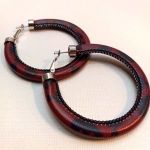 Red and black leopard print earings